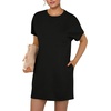image:imageGRECERELLE Womens 2025 Casual Summer Shirt Dress Loose Round Neck Mini WrinkleFree Sundress with PocketBlack