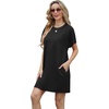 image:imageGRECERELLE Womens 2025 Casual Summer Shirt Dress Loose Round Neck Mini WrinkleFree Sundress with PocketBlack