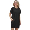 image:imageGRECERELLE Womens 2025 Casual Summer Shirt Dress Loose Round Neck Mini WrinkleFree Sundress with PocketBlack