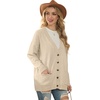 image:imageGRECERELLE Womens 2025 Fall Cardigan Sweaters Oversized Open Front Button Knit Outwear Coats with PocketsApricot