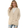 image:imageGRECERELLE Womens 2025 Fall Cardigan Sweaters Oversized Open Front Button Knit Outwear Coats with PocketsApricot