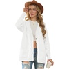 image:imageGRECERELLE Womens 2025 Fall Cardigan Sweaters Oversized Open Front Button Knit Outwear Coats with PocketsWhite