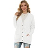 image:imageGRECERELLE Womens 2025 Fall Cardigan Sweaters Oversized Open Front Button Knit Outwear Coats with PocketsWhite
