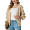 image:imageGRECERELLE Womens 2026 Fall Chunky Knit Cardigan SweaterApricot