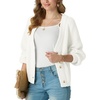 image:imageGRECERELLE Womens 2026 Fall Chunky Knit Cardigan SweaterBeige White