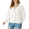 image:imageGRECERELLE Womens 2026 Fall Chunky Knit Cardigan SweaterBeige White