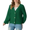 image:imageGRECERELLE Womens 2026 Fall Chunky Knit Cardigan SweaterDark Green
