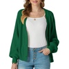 image:imageGRECERELLE Womens 2026 Fall Chunky Knit Cardigan SweaterDark Green