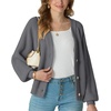 image:imageGRECERELLE Womens 2026 Fall Chunky Knit Cardigan SweaterGray