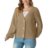 image:imageGRECERELLE Womens 2026 Fall Chunky Knit Cardigan SweaterKhaki