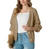 image:imageGRECERELLE Womens 2026 Fall Chunky Knit Cardigan SweaterKhaki