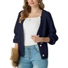 image:imageGRECERELLE Womens 2026 Fall Chunky Knit Cardigan SweaterNavy Blue