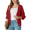 image:imageGRECERELLE Womens 2026 Fall Chunky Knit Cardigan SweaterRed