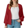 image:imageGRECERELLE Womens 2026 Fall Chunky Knit Cardigan SweaterRed