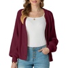 image:imageGRECERELLE Womens 2026 Fall Chunky Knit Cardigan SweaterWine Red