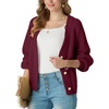 image:imageGRECERELLE Womens 2026 Fall Chunky Knit Cardigan SweaterWine Red