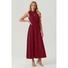 image:imageGRECERELLE Womens 2026 Spring Summer Casual Mock Neck Sleeveless Flared Maxi Dress with Pockets XS  3XLRed