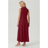 image:imageGRECERELLE Womens 2026 Spring Summer Casual Mock Neck Sleeveless Flared Maxi Dress with Pockets XS  3XLRed