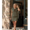 image:imageGRECERELLE Womens 2026 Summer 2 Piece Skort Sets Cap Sleeve Zip Collared Top Matching Tennis Skirt with Pockets for AthleticArmy Green