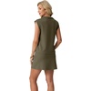 image:imageGRECERELLE Womens 2026 Summer 2 Piece Skort Sets Cap Sleeve Zip Collared Top Matching Tennis Skirt with Pockets for AthleticArmy Green