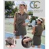 image:imageGRECERELLE Womens 2026 Summer 2 Piece Skort Sets Cap Sleeve Zip Collared Top Matching Tennis Skirt with Pockets for AthleticArmy Green