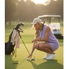 image:imageGRECERELLE Womens 2026 Summer 2 Piece Skort Sets Cap Sleeve Zip Collared Top Matching Tennis Skirt with Pockets for AthleticAura Indigo