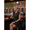 image:imageGRECERELLE Womens 2026 Summer 2 Piece Skort Sets Cap Sleeve Zip Collared Top Matching Tennis Skirt with Pockets for AthleticBlack