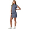 image:imageGRECERELLE Womens 2026 Summer 2 Piece Skort Sets Cap Sleeve Zip Collared Top Matching Tennis Skirt with Pockets for AthleticDenim Blue
