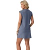image:imageGRECERELLE Womens 2026 Summer 2 Piece Skort Sets Cap Sleeve Zip Collared Top Matching Tennis Skirt with Pockets for AthleticDenim Blue
