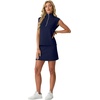 image:imageGRECERELLE Womens 2026 Summer 2 Piece Skort Sets Cap Sleeve Zip Collared Top Matching Tennis Skirt with Pockets for AthleticNavy Blue