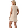 image:imageGRECERELLE Womens 2026 Summer 2 Piece Skort Sets Cap Sleeve Zip Collared Top Matching Tennis Skirt with Pockets for AthleticOatmeal