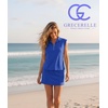 image:imageGRECERELLE Womens 2026 Summer 2 Piece Skort Sets Cap Sleeve Zip Collared Top Matching Tennis Skirt with Pockets for AthleticRoyal Blue