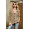 image:imageGRECERELLE Womens Cable Chunky Knit Cardigan Sweater with PocketsAkhaki