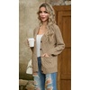 image:imageGRECERELLE Womens Cable Chunky Knit Cardigan Sweater with PocketsAkhaki