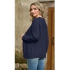 image:imageGRECERELLE Womens Cable Chunky Knit Cardigan Sweater with PocketsAnavy Blue