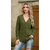 image:imageGRECERELLE Womens Cable Chunky Knit Cardigan Sweater with PocketsArmy Green