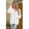 image:imageGRECERELLE Womens Cable Chunky Knit Cardigan Sweater with PocketsAwhite