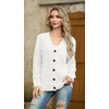 image:imageGRECERELLE Womens Cable Chunky Knit Cardigan Sweater with PocketsAwhite
