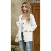 image:imageGRECERELLE Womens Cable Chunky Knit Cardigan Sweater with PocketsAwhite