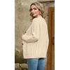 image:imageGRECERELLE Womens Cable Chunky Knit Cardigan Sweater with PocketsBeige