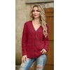 image:imageGRECERELLE Womens Cable Chunky Knit Cardigan Sweater with PocketsBrick Red