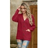 image:imageGRECERELLE Womens Cable Chunky Knit Cardigan Sweater with PocketsBrick Red