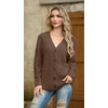image:imageGRECERELLE Womens Cable Chunky Knit Cardigan Sweater with PocketsBritish Tan