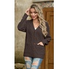 image:imageGRECERELLE Womens Cable Chunky Knit Cardigan Sweater with PocketsBrown