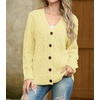 image:imageGRECERELLE Womens Cable Chunky Knit Cardigan Sweater with PocketsButter Yellow