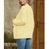 image:imageGRECERELLE Womens Cable Chunky Knit Cardigan Sweater with PocketsButter Yellow