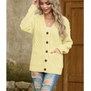image:imageGRECERELLE Womens Cable Chunky Knit Cardigan Sweater with PocketsButter Yellow