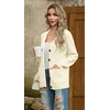 image:imageGRECERELLE Womens Cable Chunky Knit Cardigan Sweater with PocketsCreamy White