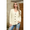image:imageGRECERELLE Womens Cable Chunky Knit Cardigan Sweater with PocketsCreamy White