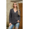 image:imageGRECERELLE Womens Cable Chunky Knit Cardigan Sweater with PocketsDark Gray